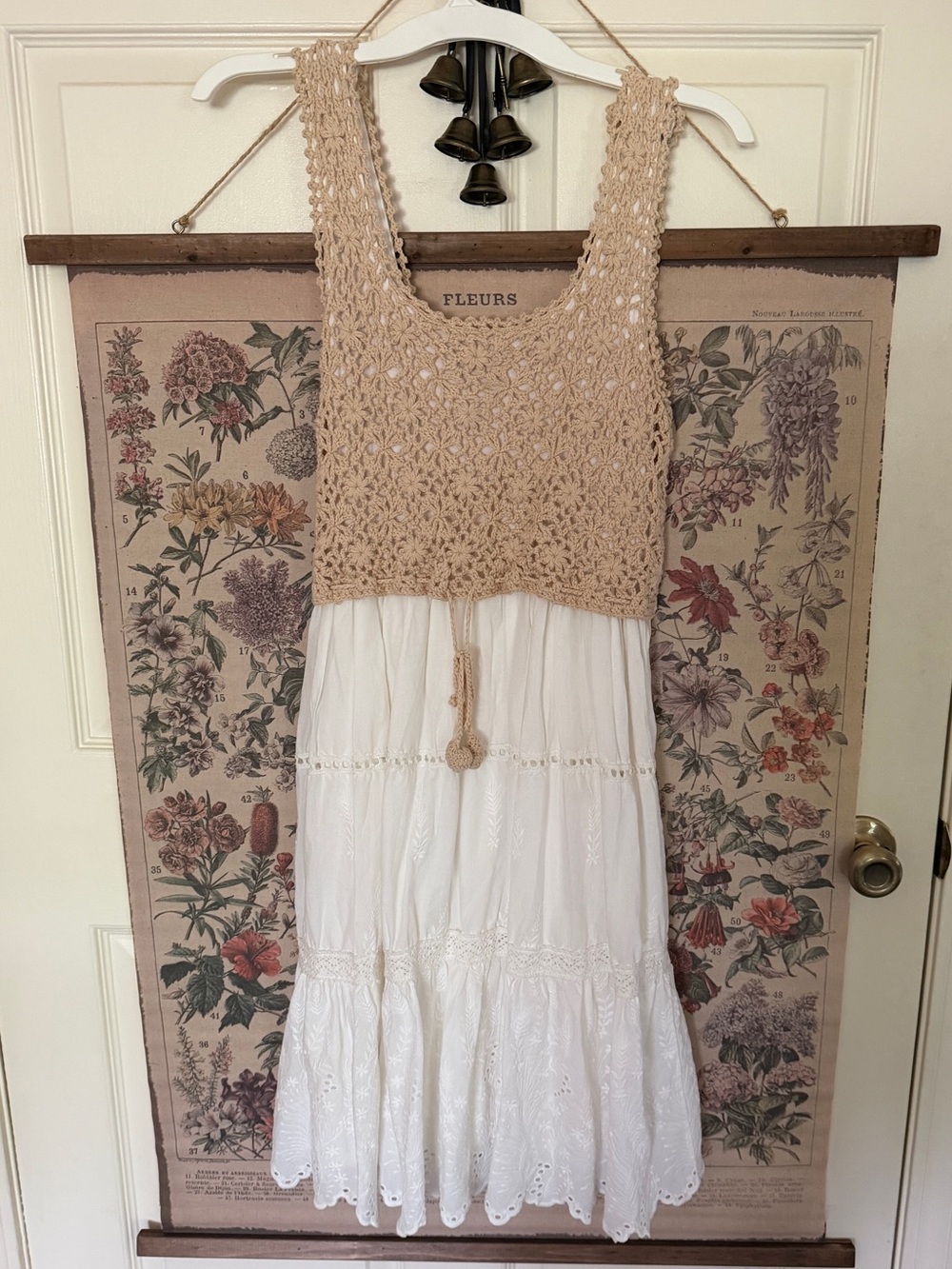 Anthropologie white eyelet crochet top dress XS